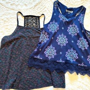 Girls Sleeveless Tops - set of 2 - color: navy blue and black - size: 7/8